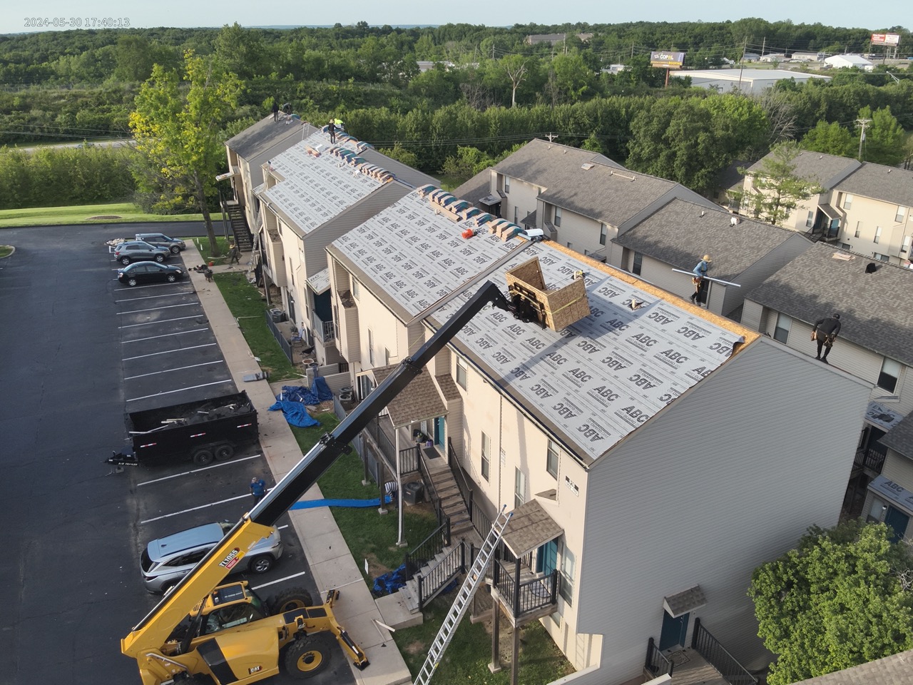 Shingle roof install on a multi-family building